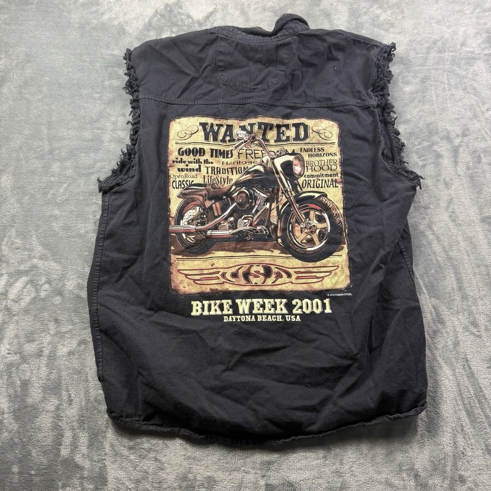 Southern Steel Bike Week 2001 Daytona Beach Sleeveless Biker Shirt XL Cut Off